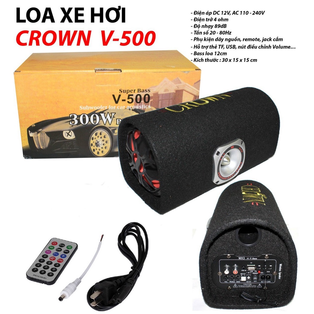 Loa xe hơi 12v có bluetooth, usb, aux…300w