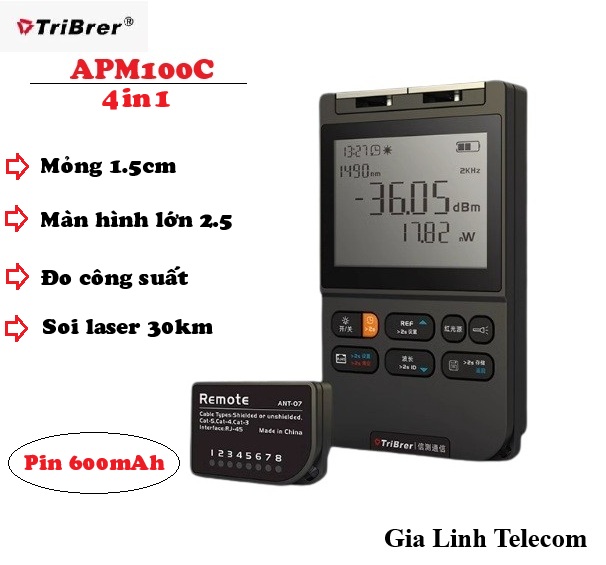  Máy đo công suất quang TriBrer APM100 4in1 laser 30km - test LAN 