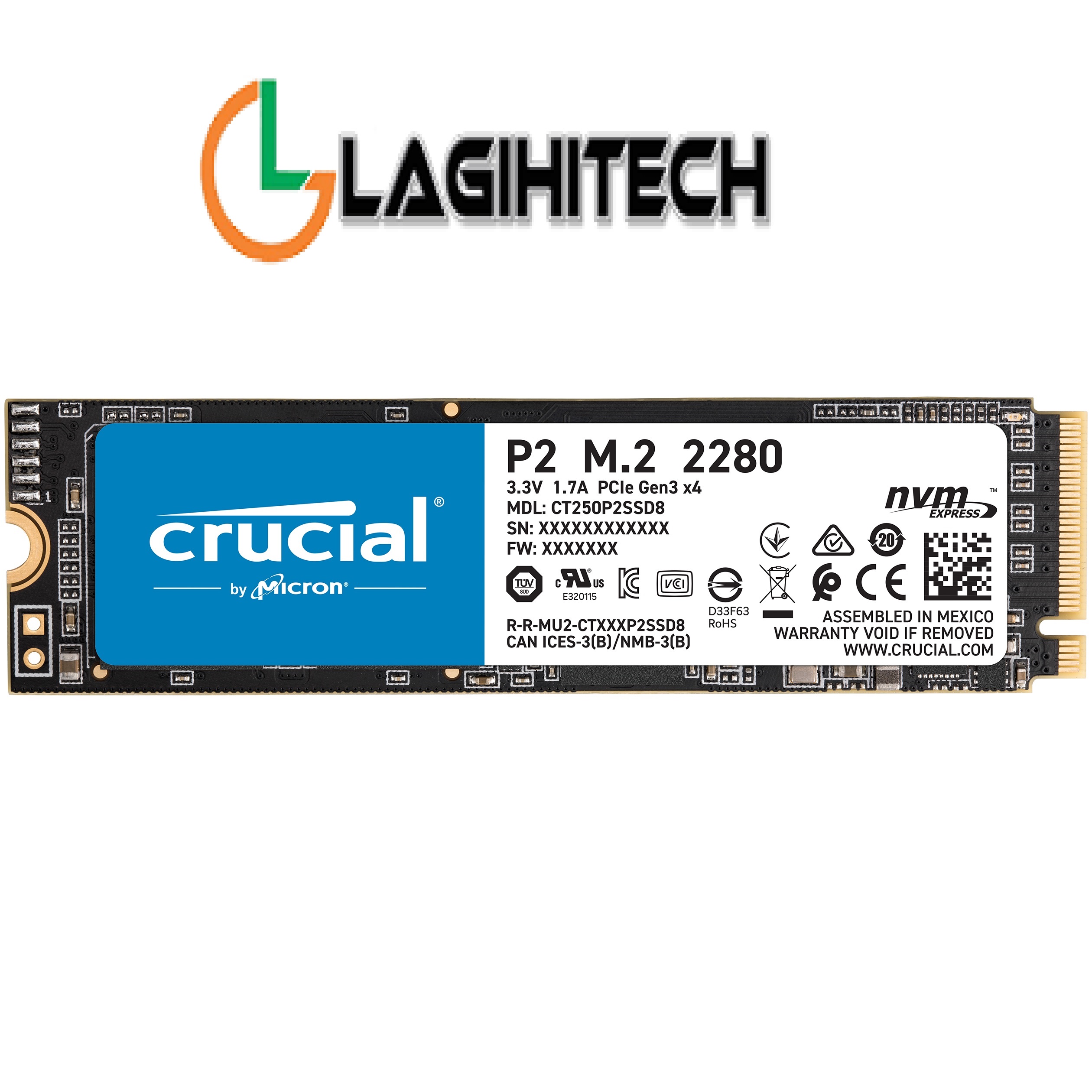 Ổ cứng ssd crucial p2 250gb / 500gb / 1tb m2 2280 3d nand pcie nvme bảo hành 3 năm - chính hãng crucial