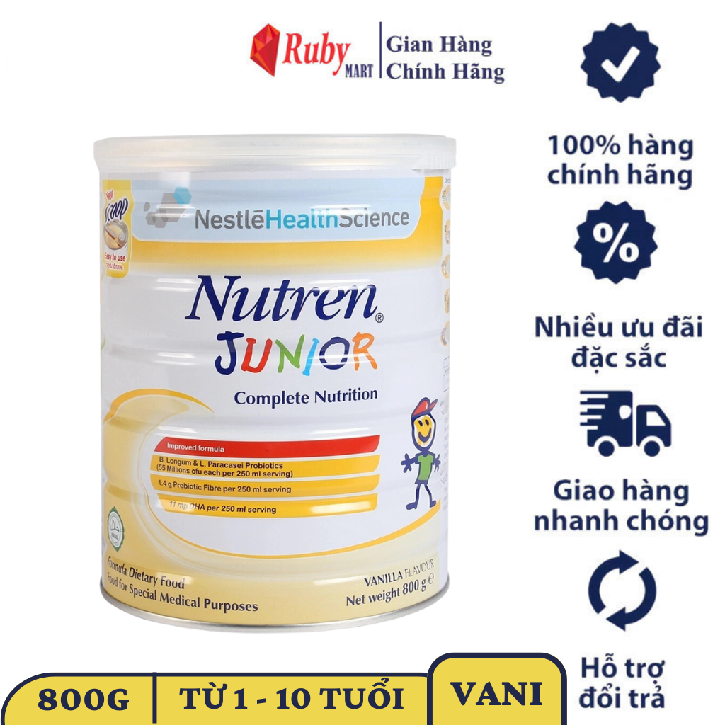 Date T10 24  Sữa bột Nutren Junior 800g phát triển não bộ - thể chất cho