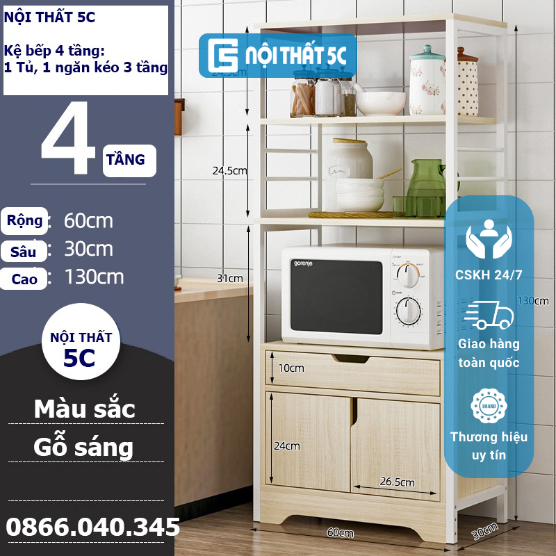 Kệ bếp hiện đại nhiều tầng vân gỗ, kệ lò vi sóng đa năng, kệ bếp gỗ có ngăn kéo, có tủ đựng đồ đa dạng kích thước mẫu mã
