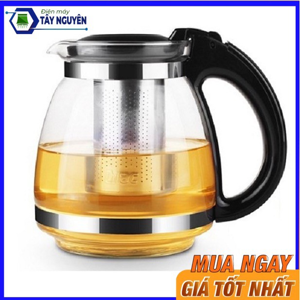 Bình lọc trà thủy tinh 1300ml sang trọng - có lõi lọc trà inox - bình pha trà chế cafe tiện lợi 2in1
