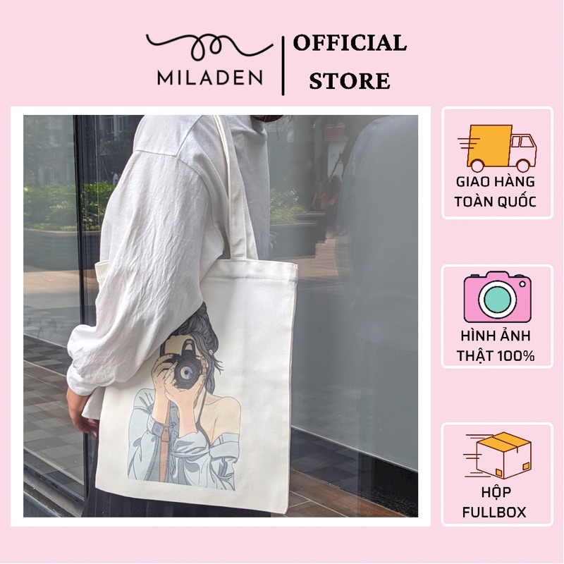 Combo Đặc Biệt Túi Tote Vải Canvas, Có Khóa Kéo, Vải Dày, ngăn nhỏ bên trong túi Miladen. | Lazada.vn