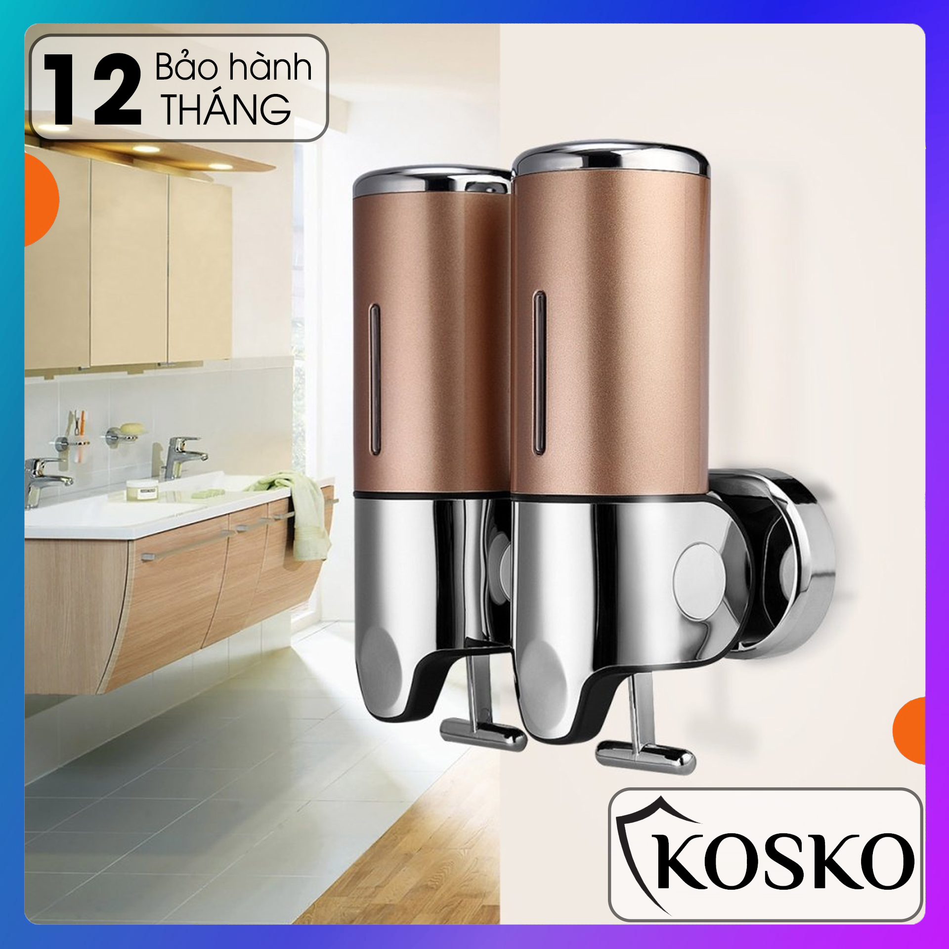 Hộp đựng dầu gội sữa tắm Kosko GANGANG gắn tường lắp đặt dễ dàng (1 đổi 1 trong 7 ngày), Hộp đựng nước rửa tay gắn tường bình đựng dầu gội