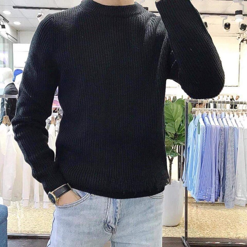 Áo len nam cổ tròn, Áo Len Lông Cừu Cao Cấp, Thời Trang trẻ trung năng động