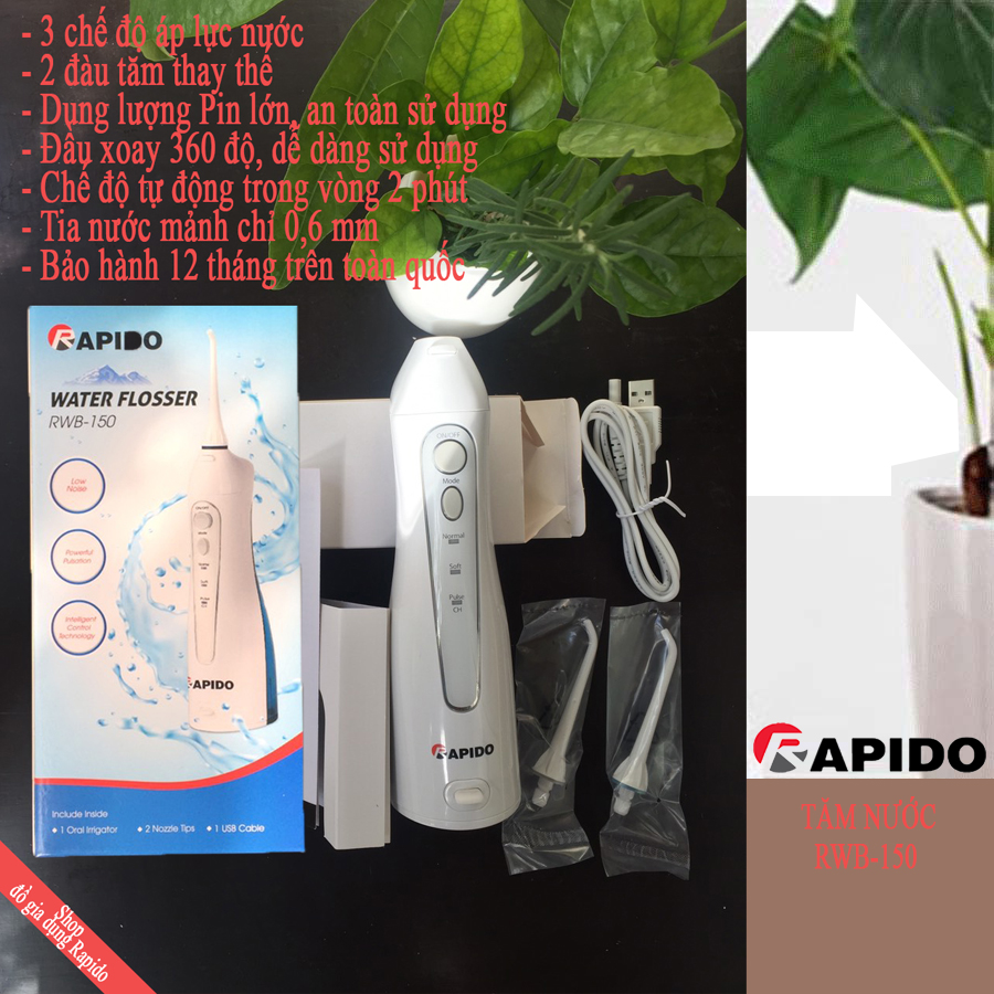 Máy tăm nước Rapido RWF-150, 3 chế độ áp lực nước