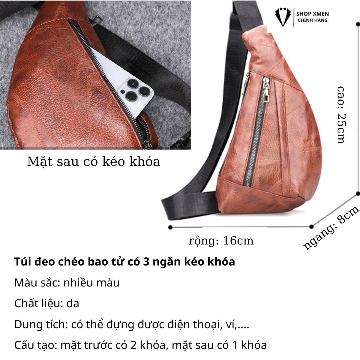 Túi đeo chéo bao tử nam, túi đeo vai bao tử nam, túi đeo bụng bao tử nam. sang trọng, lịch sự, chứa điện thoại và đồ dùng cá nhân