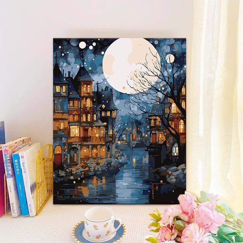 KHUNG 1.6cm -Tranh sơn dầu số hóa rẻ,đẹp-CÓ SƠN BÓNG,đã căng khung, size 40x50-tranh tô màu theo số