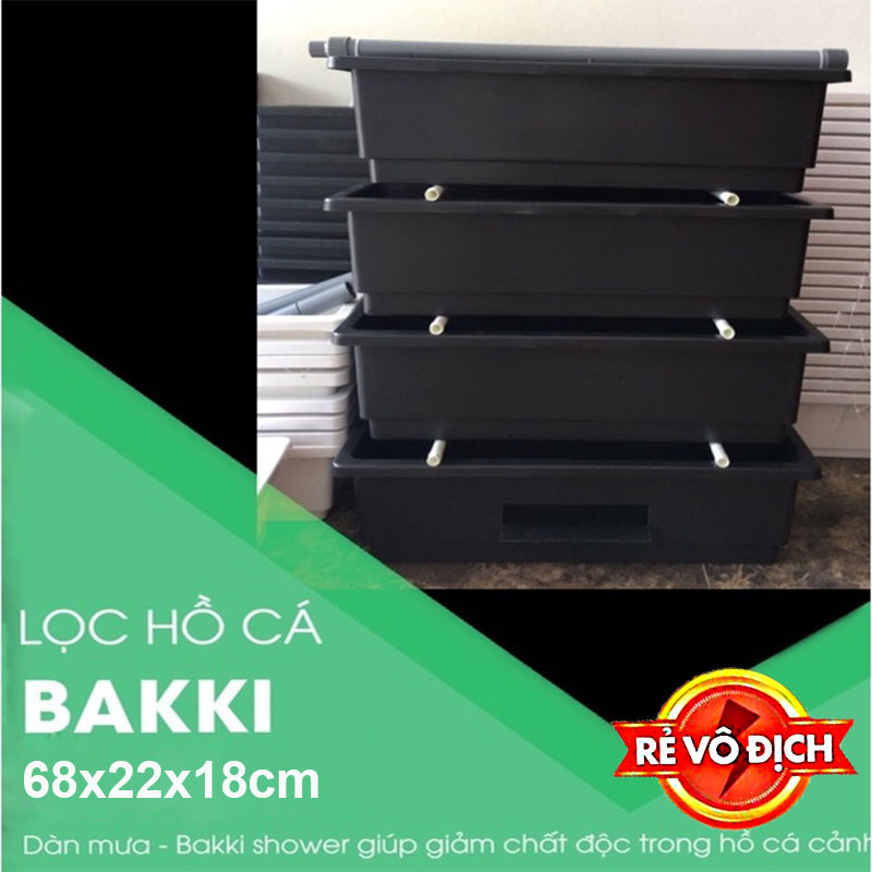 Lọc baki kèm ống dàn mưa cho bể cá, hồ koi 4 tầng 68x22x18cm màu đen giá rẻ