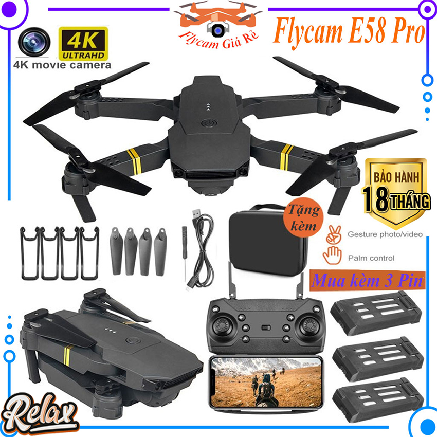Flycam mini, Flycam 4K, play camera, máy bay flycam 4k, flycam có camera, drone flycam E58 Pro giá rẻ hơn flycam điều khiển từ xa L900Pro, F11 Pro 4K, S167, L106, SG 108 Pro, E99 Max, Mavic 2 pro…