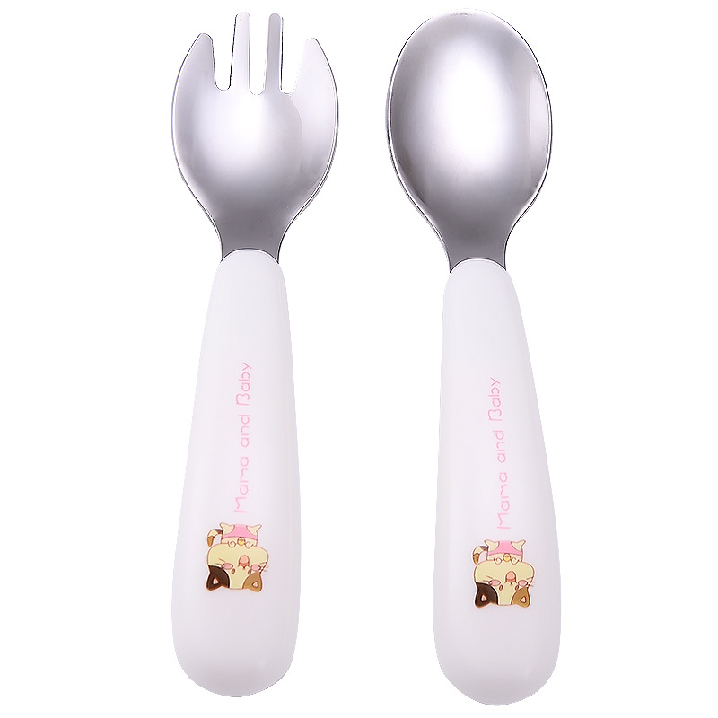 Hộp muỗng nĩa inox cán sứ baby