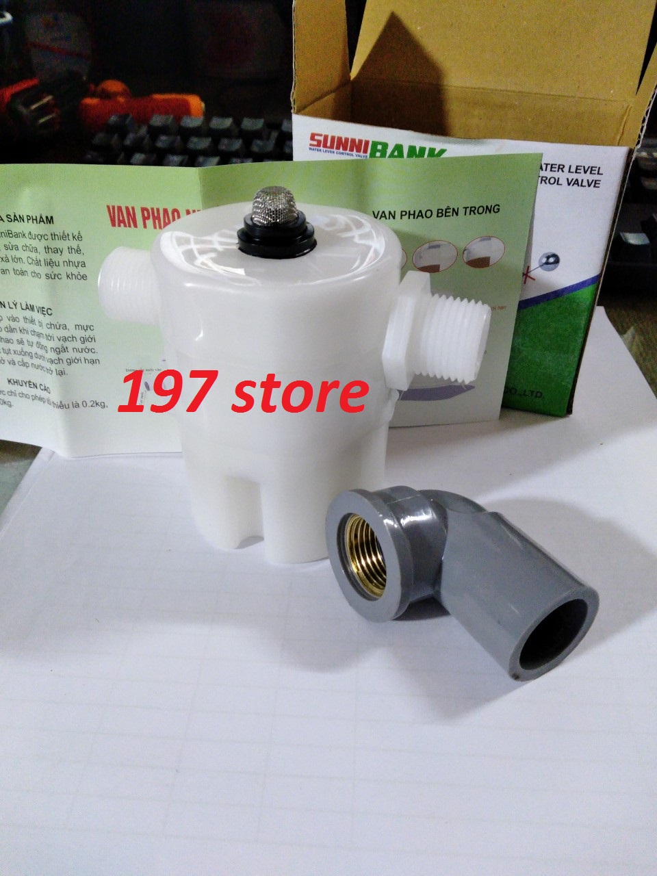 Van phao cơ thông minh chống tràn tự động tặng kèm 1 cút ren trong chữ L 1 lọc rác Van Phao TH01