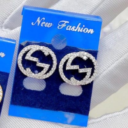 Bông tai vàng bạc tròn mảnh đính đá sang trọng- BT96226 Juri Shop - Chất Liệu Lõi Bạc Pha Cao Cấp - Cam Kết Không Đen, Không Dị Ứng