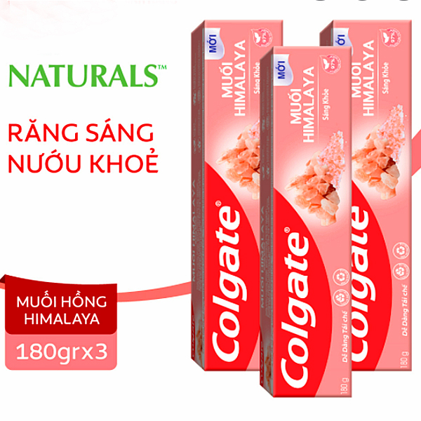 Bộ 3 Kem đánh răng Colgate thiên nhiên muối Himalaya hồng180g x3