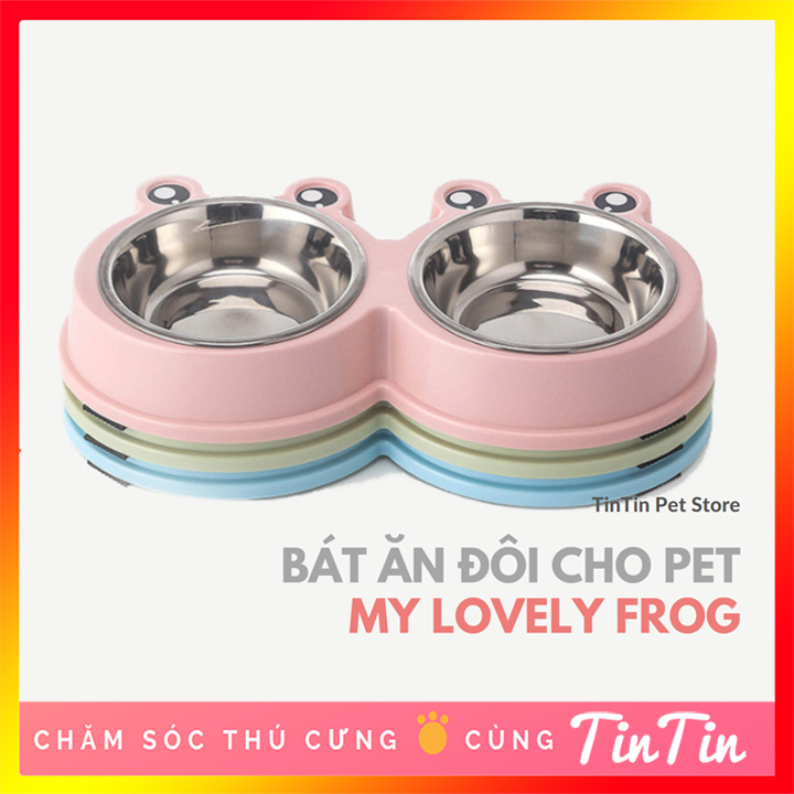 Bát Ăn Đôi Cho Chó Mèo Hình Ếch Giá Rẻ #Tintin Pet Store