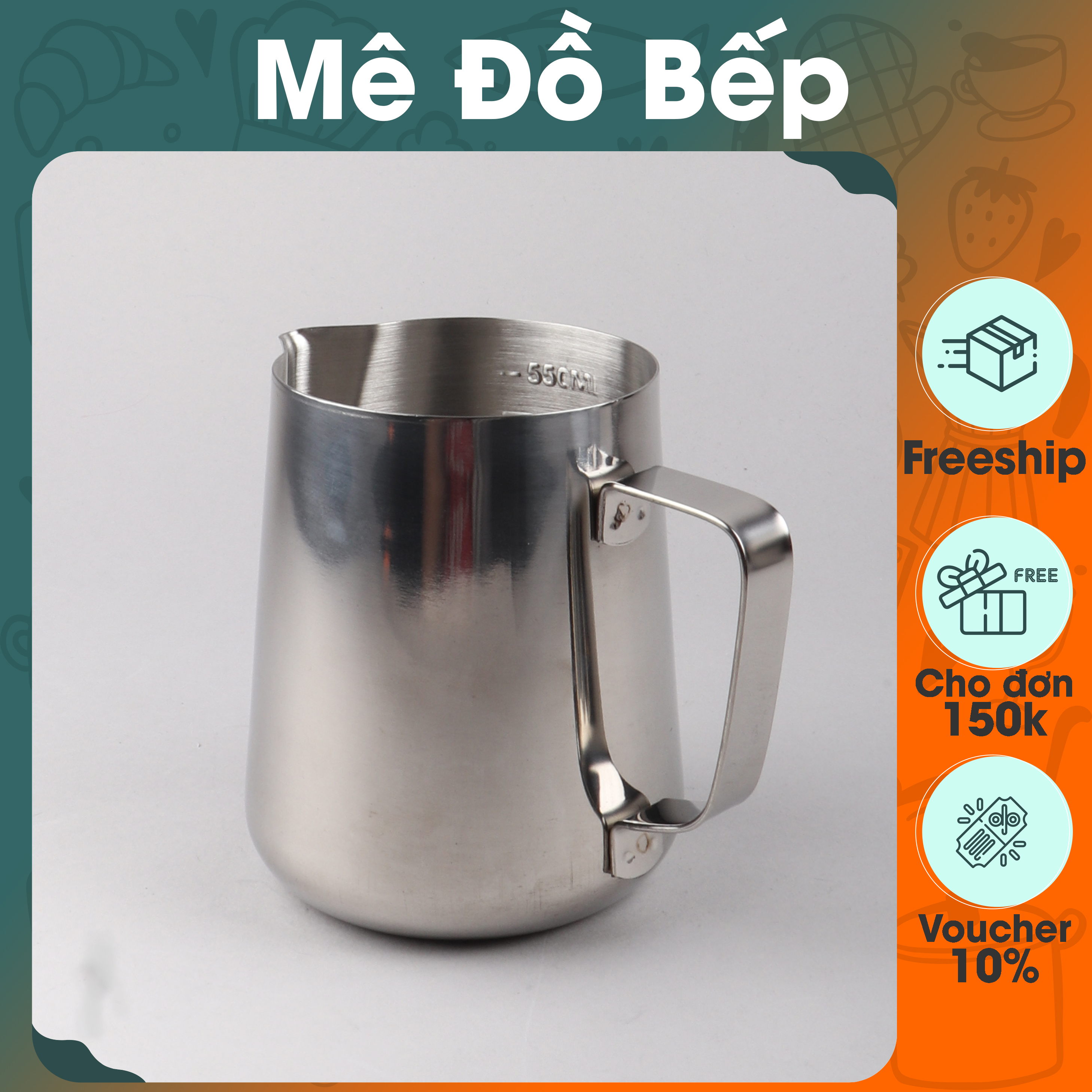 Ca đánh sữa inox 304 dung tích 600ml cao cấp CS01 – BamBam Store