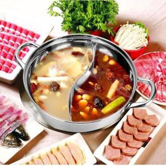 Nồi lẩu 2 ngăn inox đường kính 30cm - Nồi lẩu uyên ương 2 ngăn kèm vung kính nấu được bếp từ, bếp gas tiện dụng-VinhBuiStore