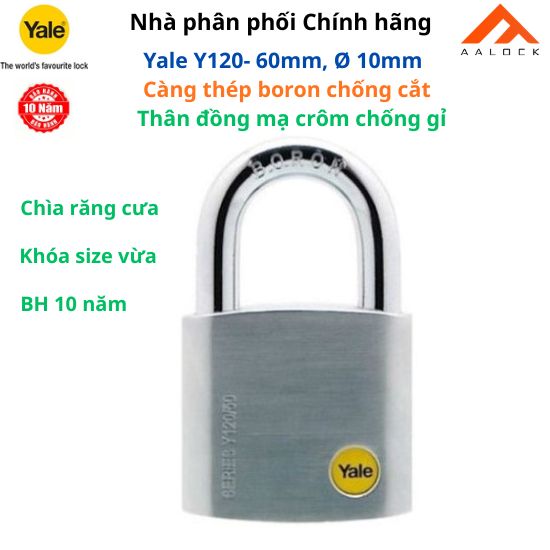 Ổ khoá bấm chống cắt yale y120/60/135/1/5 size 60mm- ổ khóa chống trộm cao cấp của mỹ- npp aalock