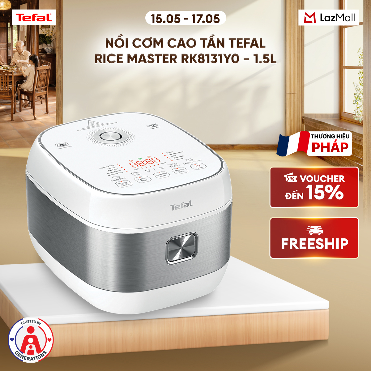 Nồi cơm cao tần Tefal Rice Master RK8131Y0 - 1.5L