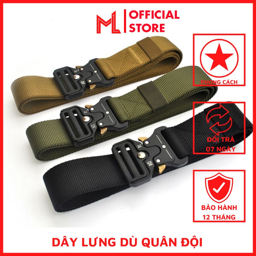 Thắt Lưng Vải Dù Quân Đội Mặt Kim Loại Khoá Bấm V02 Dây Nịt Vải Dù Kiểu Quân Đội Bền Đẹp Dễ Sử Dụng