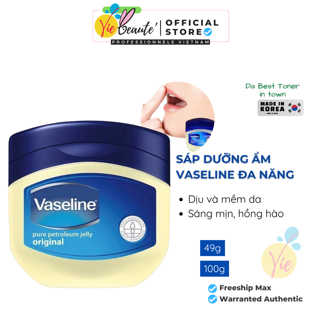 Vaseline dưỡng ẩm - Sáp dưỡng ẩm Vaseline 49g pure petroleum jelly