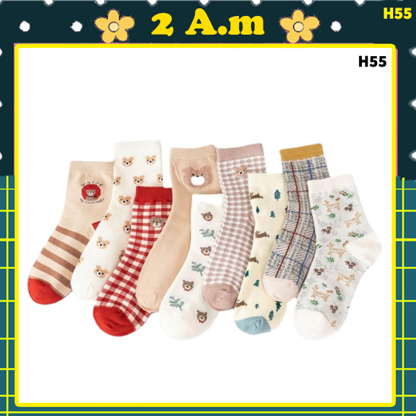 Tất Vớ Nữ Cổ Cao Hoạ Tiết Thời Trang Noel Nam Nữ Unisex Style Hàn Quốc