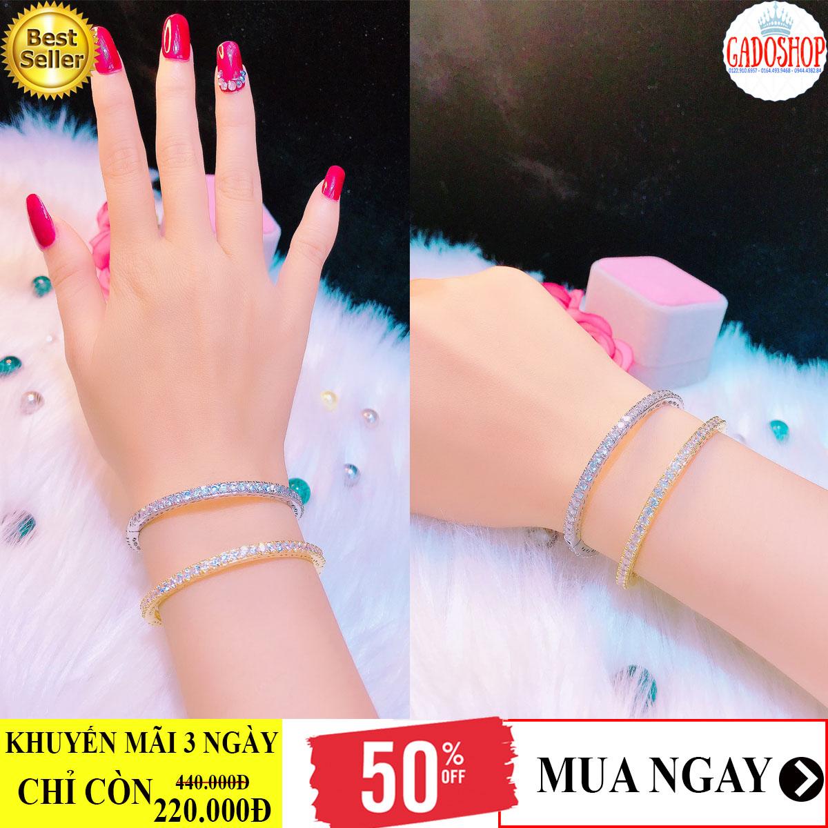 [HCM]Vòng tay bạc nữ vòng tay cặp mạ vàng mạ bạch kim cao cấp(2 cái) dát đá pha lê sáng lấp lánh lung linh 2 màu thiết kế sang trọng nữ tính Trang sức Gado V010 - đeo đi tiệc đi chơi làm công sở cực sang chảnh và quý phái