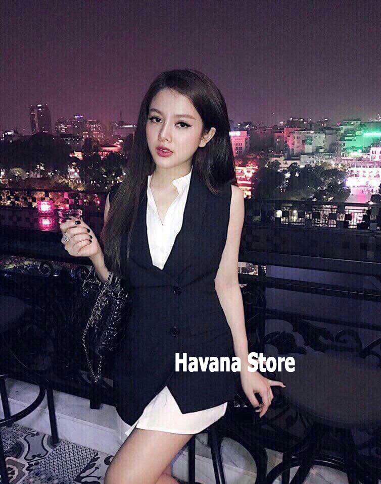 Set đầm sơ mi kèm áo khoác thời trang havana
