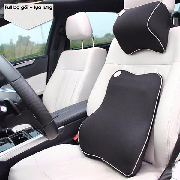 (Gía Sốc) Gối tựa đầu xe ô tô, xe hơi chất liệu cao su non hoạt tính cao cấp, Bộ gối tựa đầu và tựa lưng ô tô, ghế văn phòng chống gù lưng, đau mỏi vai gáy cao su siêu đàn hồi