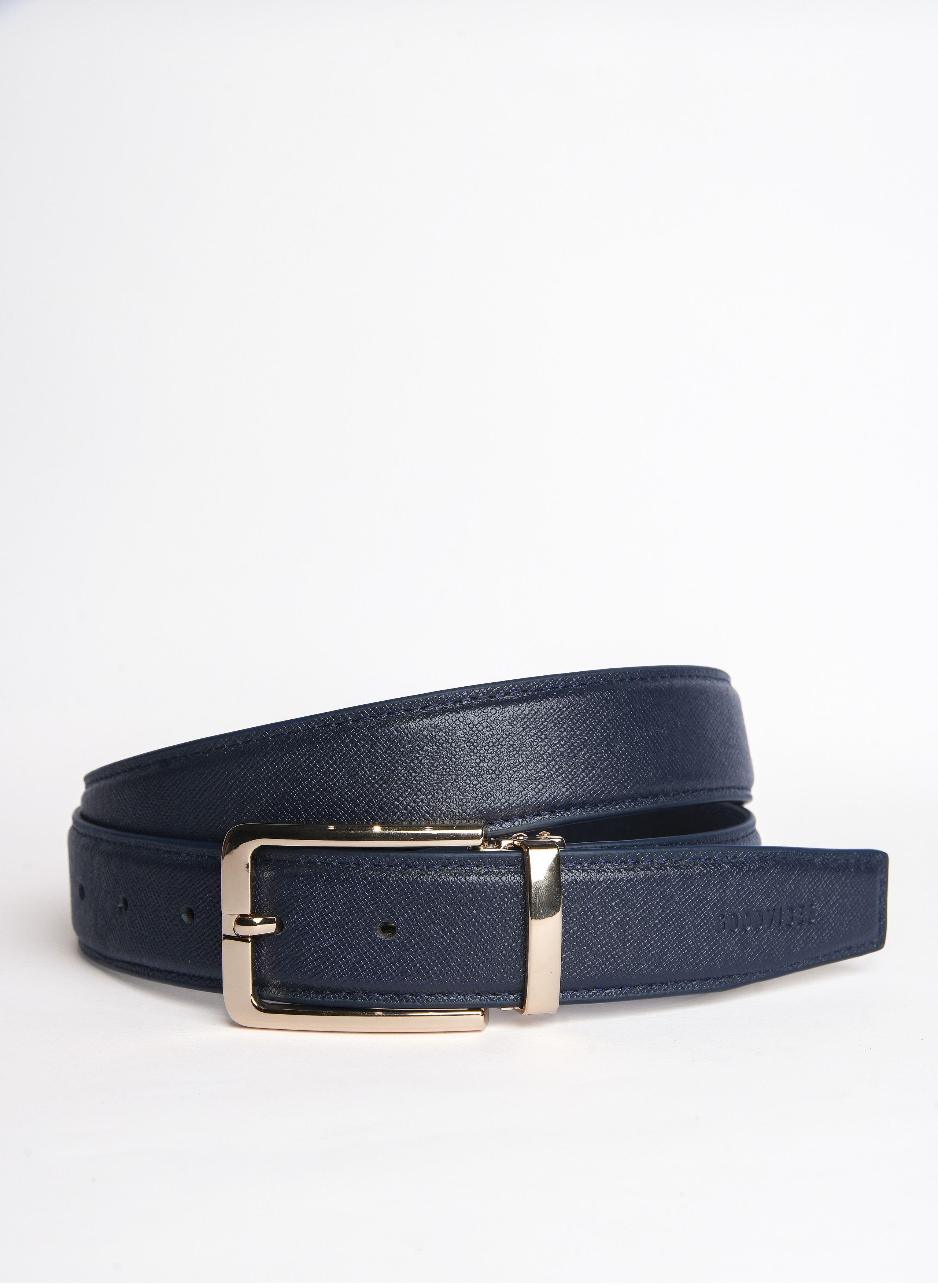 Thắt lưng Goodvibes dùng da bò Taiga xanh Navy cao cấp bảo hành 24 tháng