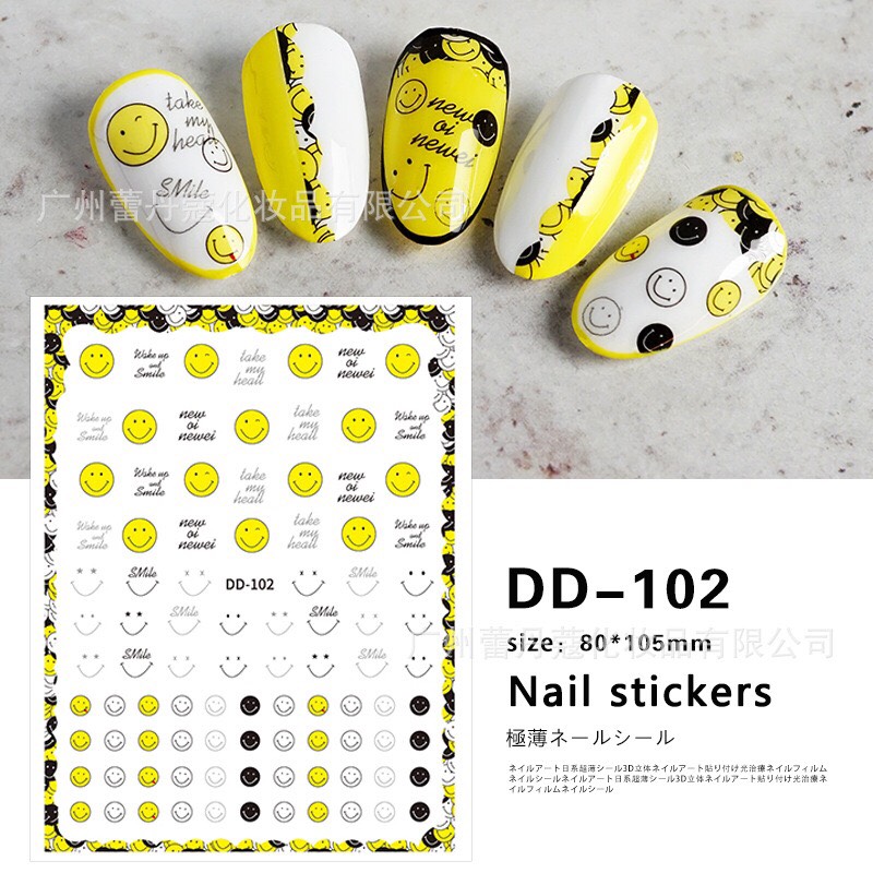 Sticker dán móng mặt cười siêu cute - mini nails