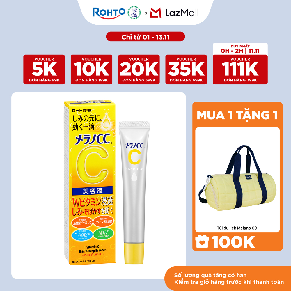 Tinh chất vitamin C dưỡng trắng da, chống thâm nám Melano CC Whitening Essence 20ml ( Nhập khẩu từ N