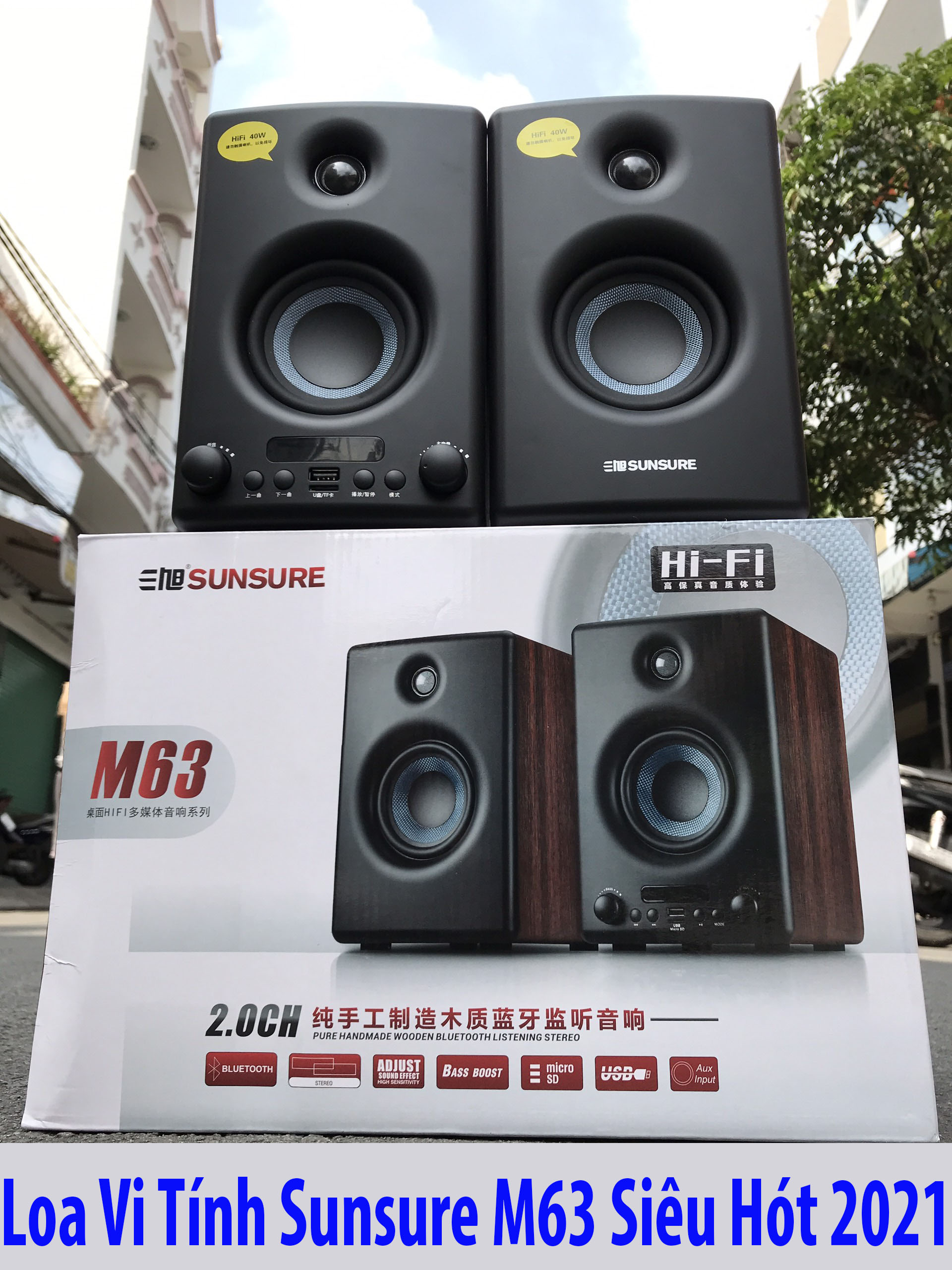 [ Loa Siêu Hot 2022 ] Loa Sup Điện Vi Tính Sunsure M63 Vỏ Gỗ - Loa Kiểm Âm DJ Chuyên Nghiệp Công Xuất Lớn Chính |  Loa Siêu Trầm Soundbar, Loa Vi Tính Sunrise M63 Điều Chỉnh Bass, Treble Dễ Dàng,  Hỗ Trợ Bluetooth, USB, TF Âm Thanh Hay