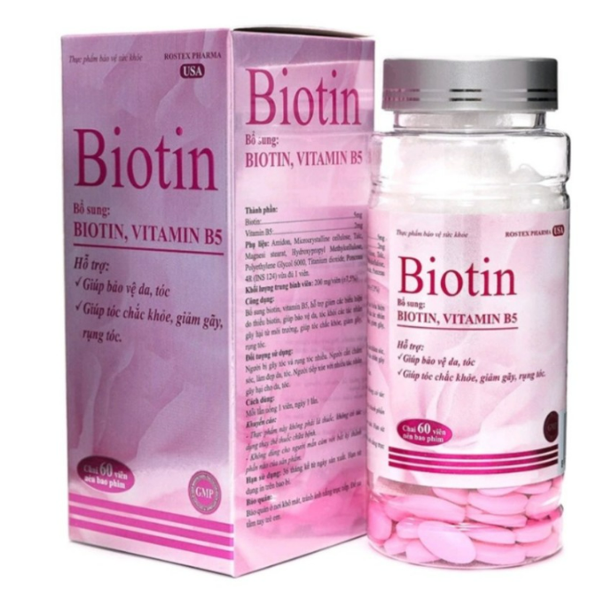 Biotin bổ sung biotin vitamin B5, giúp bảo vệ tóc cho tóc chắc khỏe, làm đẹp da chống lão hóa
