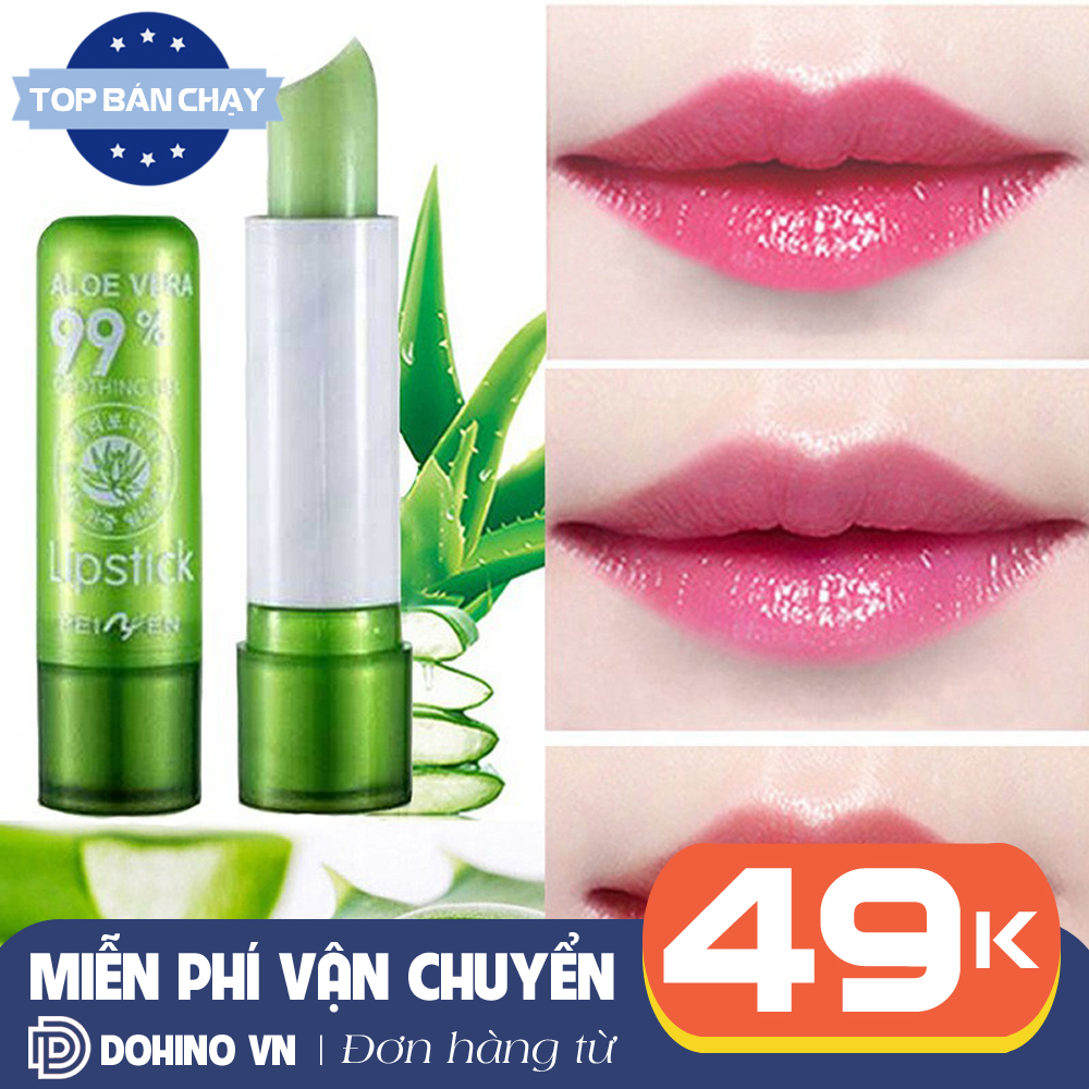 (Top 5 son dưỡng) Son dưỡng môi Aloe Vera Lô Hội 99% dưỡng ẩm, chống nứt môi giảm thâm dùng được cho trẻ em và học sinh nam nữ không màu DSSDM61