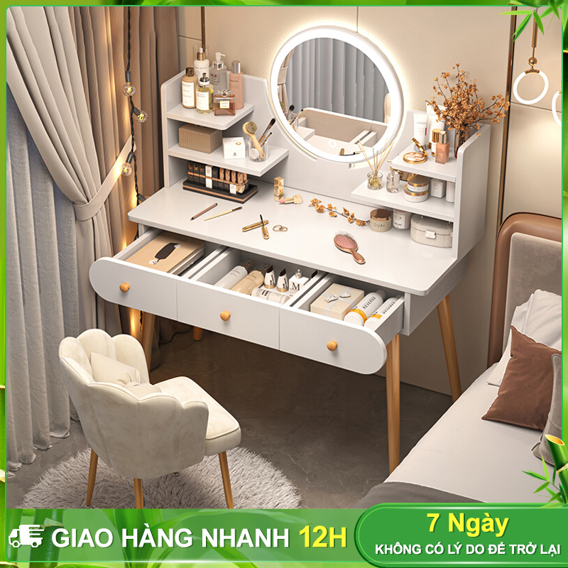 BOHO Bàn trang điểm có đèn LED, gương trang điểm có đèn, bàn trang điểm chụp hình đẹp