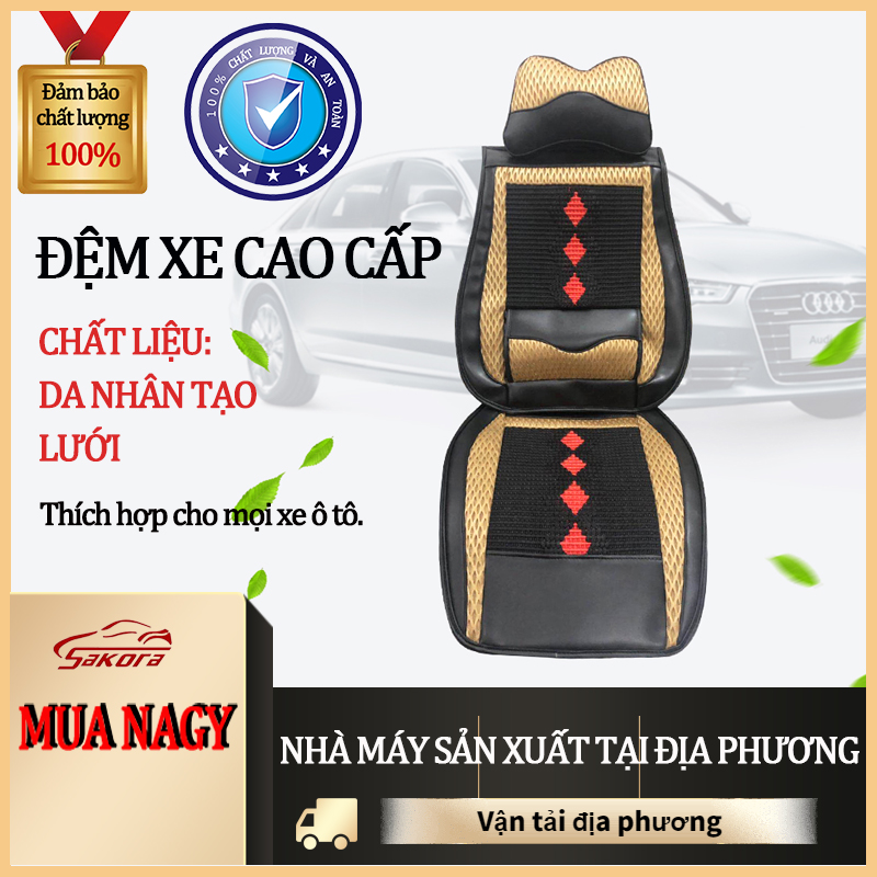 [HCM]Sakora Phu kiện oto - Đệm ghế xe chất lượng cao Bọc ghế da ô tô (Da nhân tạo + Lưới)  A20-22