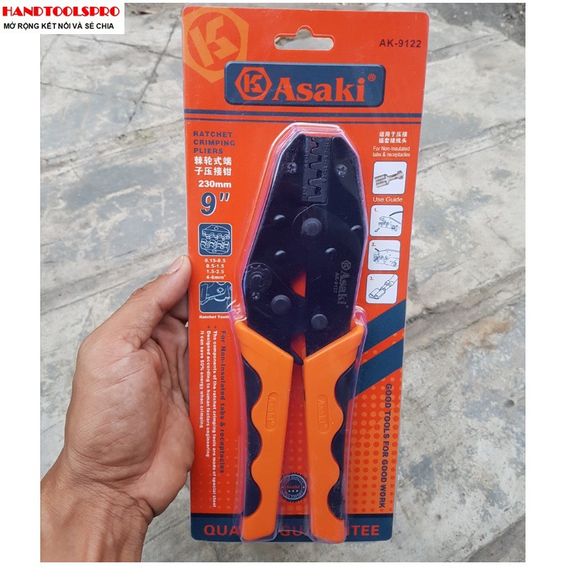 0.5 ~ 6.0mm2 kiềm bấm cos ghim asaki ak-9122