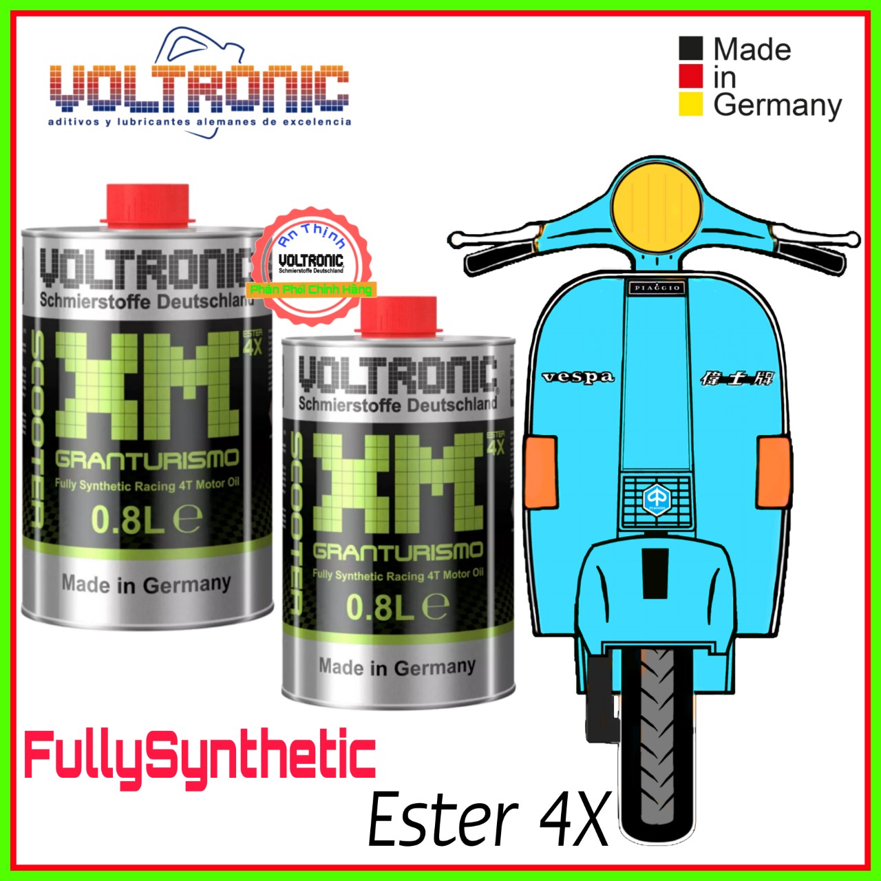 Siêu phẩm nhớt tay ga biến thiên voltronic ® xm granturismo scooter mb 4t 800ml- made in germany