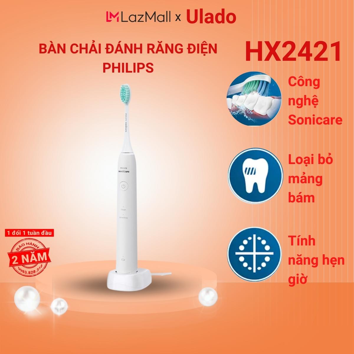 Bàn chải đánh răng điện cao cấp philips hx2421 với 2 chế độ làm sạch cùng các dòng nâng cấp hx2411 hx2471 hx6730 - bh 24 tháng - ulado