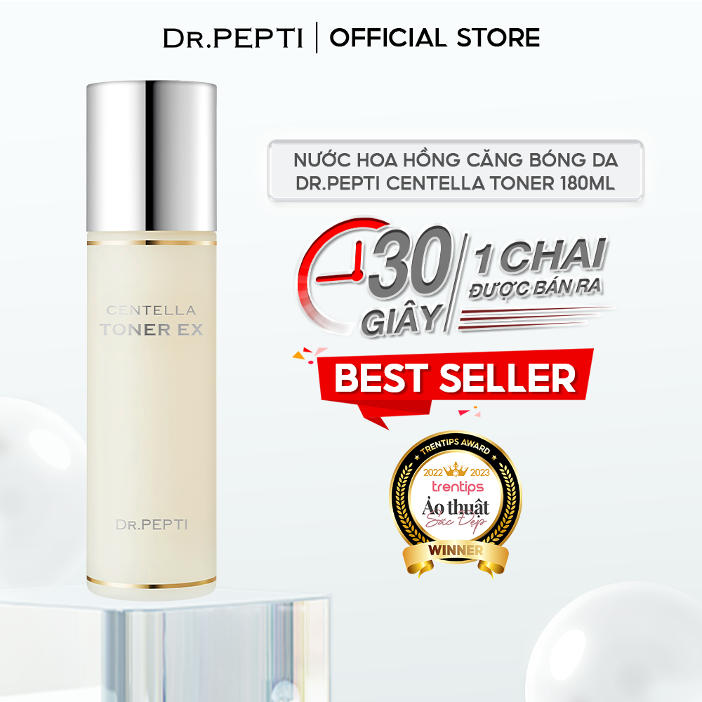 Nước hoa hồng dưỡng da căng bóng dr.pepti centella toner ex 180ml