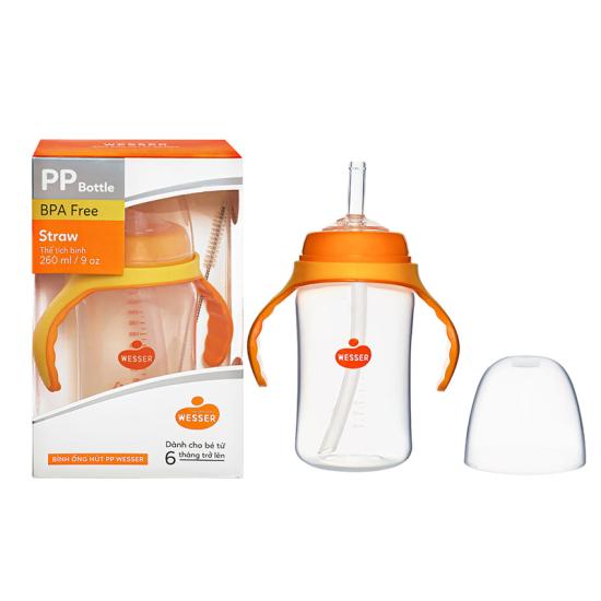 [HCM]Bình sữa cổ rộng Wesser PP 180ml/260ml không chứa PBA (mẫu mới)