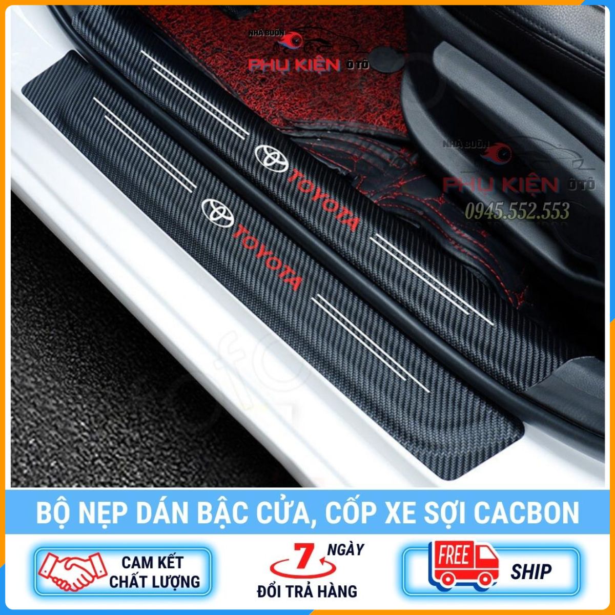 Nẹp Dán Vân Carbon Chống Trầy Xước Bảo Vệ Bậc Cửa Xe Hơi/ Bảo Vệ Cốp Sau Xe Hơi Cho Nhiều Hãng Xe