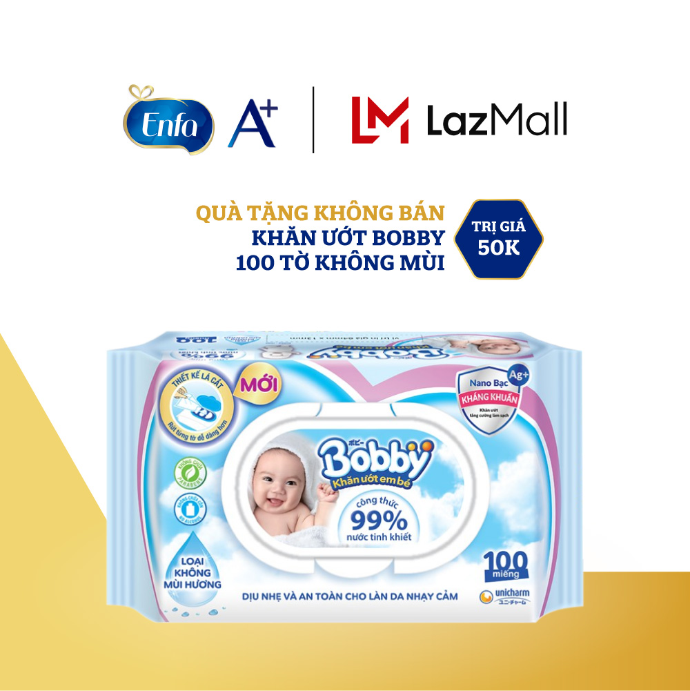 Quà tặng từ enfa- khăn ướt bobby 100 tờ