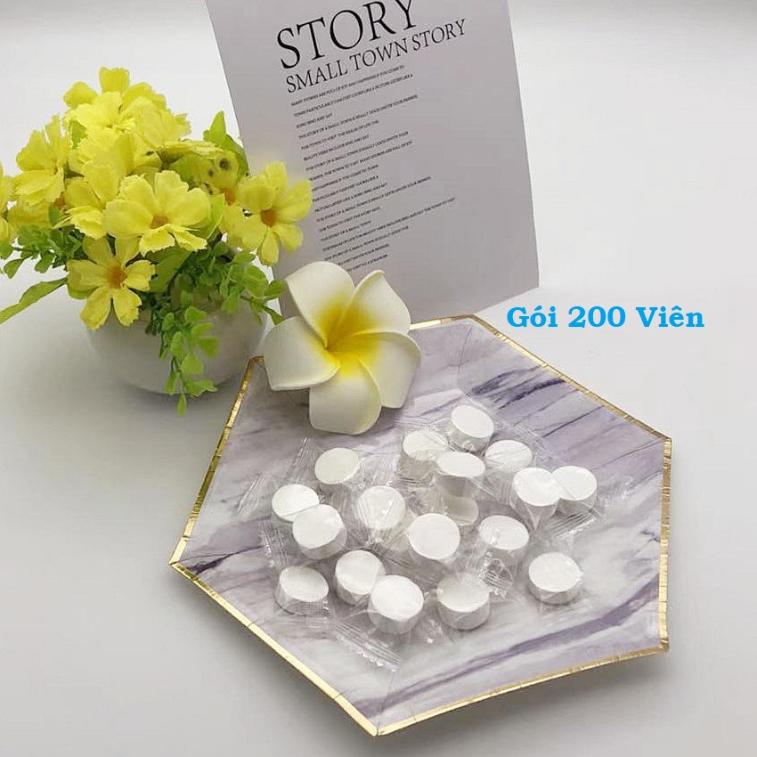200 Viên Khăn Nén, Khăn giây nén hình viên kẹo, nhỏ gọn, đi du lịch, cắm trại, ăn uống.