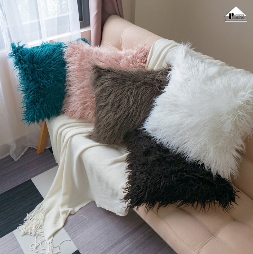 Vỏ Gối Tựa Lưng Lông Cừu Dài Sang Trọng 45x45cm, 50x50cm