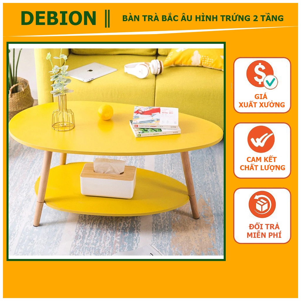 [Freeship Max]_Bàn Trà Bắc Âu Hình Trứng 2 Tầng, Bàn Trà Chất Lượng Gỗ MDF Nhập Khẩu Chất Lượng Cao, Bàn Trà Phong Cách Bắc Âu Hiện Đại Cao Cấp - DEBION OFFICAL