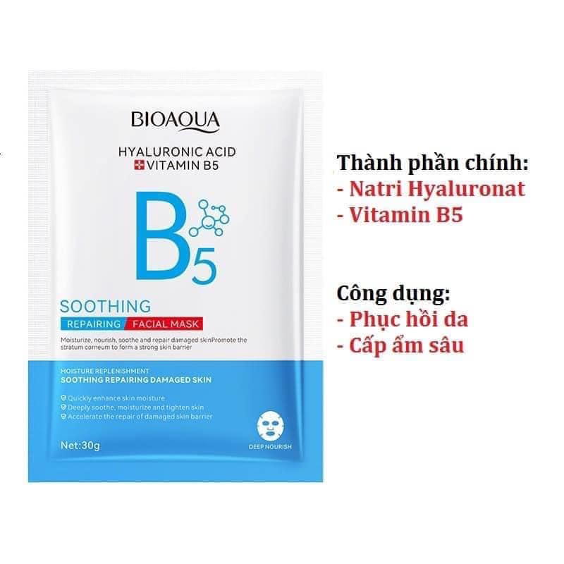 10 miếng nạ b5 bioaqua cấp ẩm, phục hồi, giảm lão hóa da