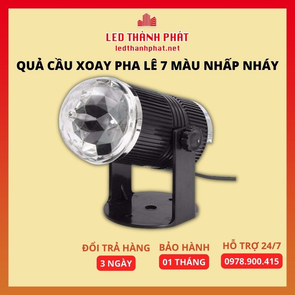 Quả cầu xoay pha lê 7 màu nhấp nháy theo nhạc - đèn chớp - đèn nháy - karaoke - sân khấu - led mini stage light