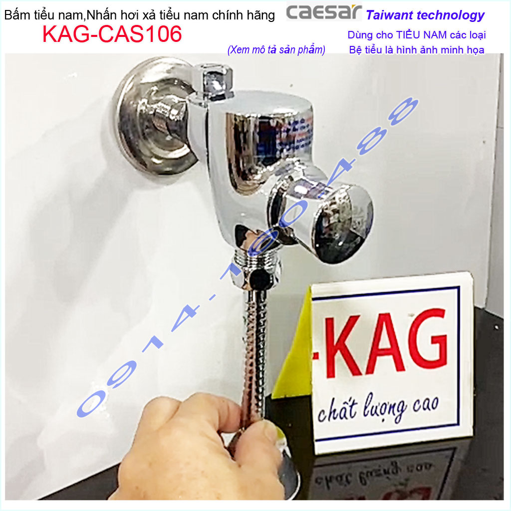Van xả bệ tiểu nam Caesar KAG-CAS106 Xả ấn tay tiểu nam thân lớn xả nước nhanh sử dụng siêu bền